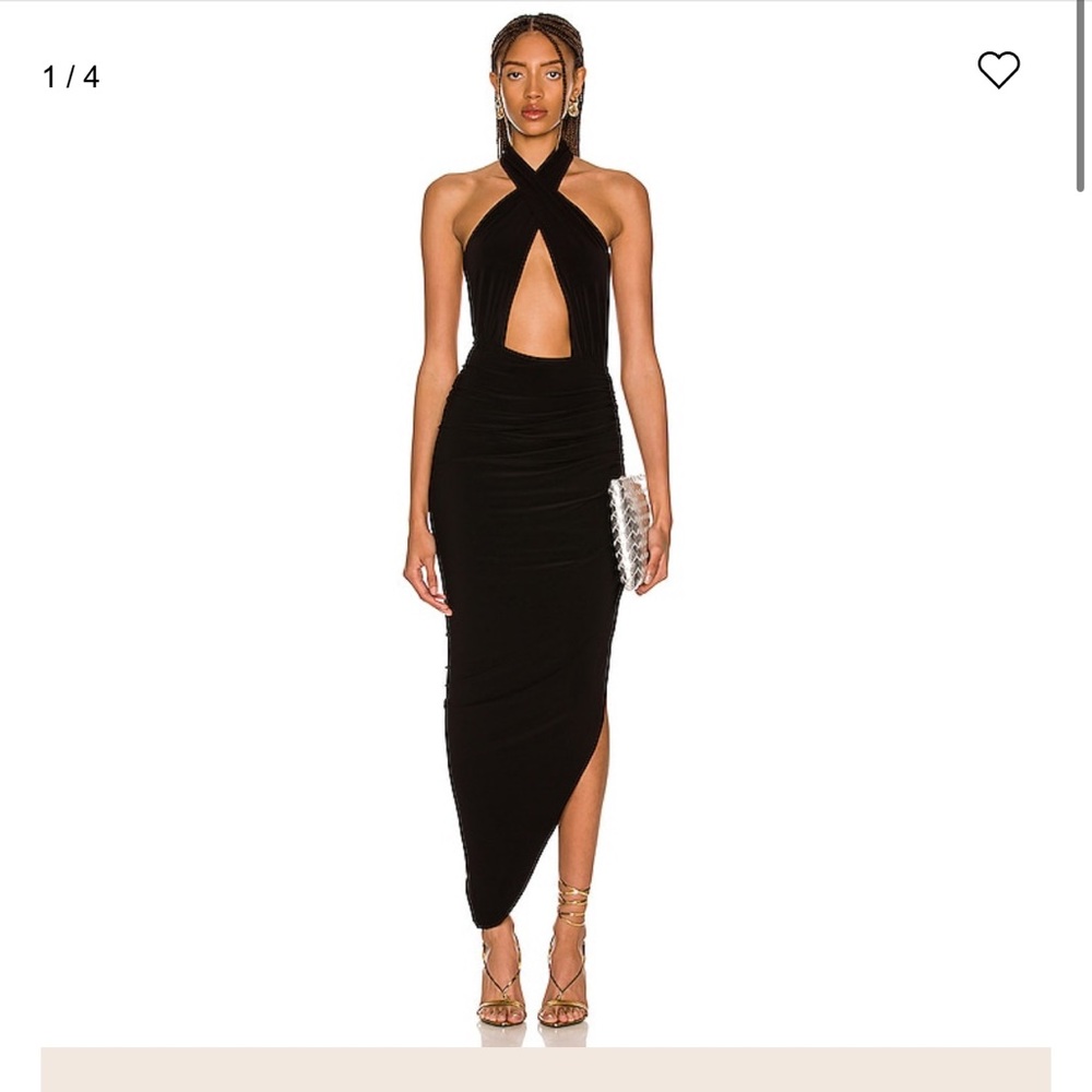 Norma Kamali Cross Halter Side Drape Gown